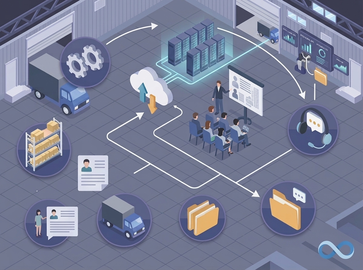 Team implementing and training on a connected courier operation